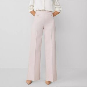 Ann Taylor The Button Trim Sailor Wide Leg Pant - Pink/White Houndstooth